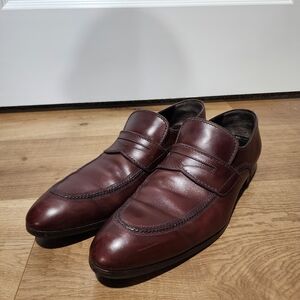 Louis Vuitton Men's Dark Burgundy Leather Slip-On Loafers